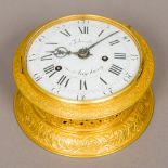 A 19th century gilt bronze cased verge escapement table clock The white enamelled dial with Arabic