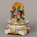 A 19th century Meissen porcelain lidded desk stand The removable cover decorated with fruiting