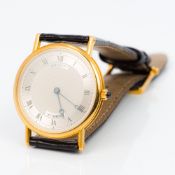 A Breguet 18 ct gold gentleman's wristwatch The silvered dial with Roman numerals inscribed Breguet