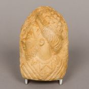 A Byzantine style stone carving Worked as a bearded male bust. 16 cm high.