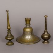 A 19th century Indian silvered brass hookah base Of bell form,