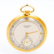 An early 20th century 18 ct yellow gold super slim Zenith chronograph dress pocket watch retailed