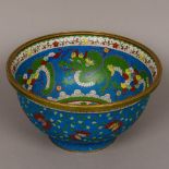 A large Chinese cloisonne footed bowl Decorated to the interior with dragons chasing flaming pearls,