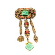 A late 19th/early 20th century Chinese brooch Of triple drop form,