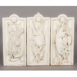 Three 19th century painted plaster relief plaques One formed as a turtle,