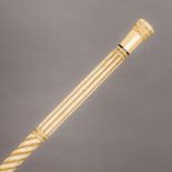 A 19th century sailor's whale bone walking stick Carved with spiral and gadrooned decorations. 90.