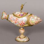 A fine quality 19th century Vienna enamelled lidded vase Formed as a fish,