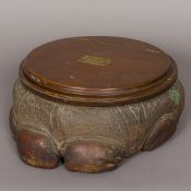 A 19th century preserved taxidermy elephants foot Mounted as a box,