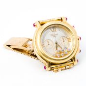 A Chopard gentleman's gold Happy Sport wristwatch The circular multi-dial with Roman numerals,