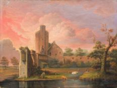CORNELIUS JANSEN WALTER WINTER (1817-1891) British Cattle Before Castle Ruins Oil on canvas, signed,