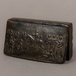 A 19th century French pressed horn snuff box Of hinged rectangular form,