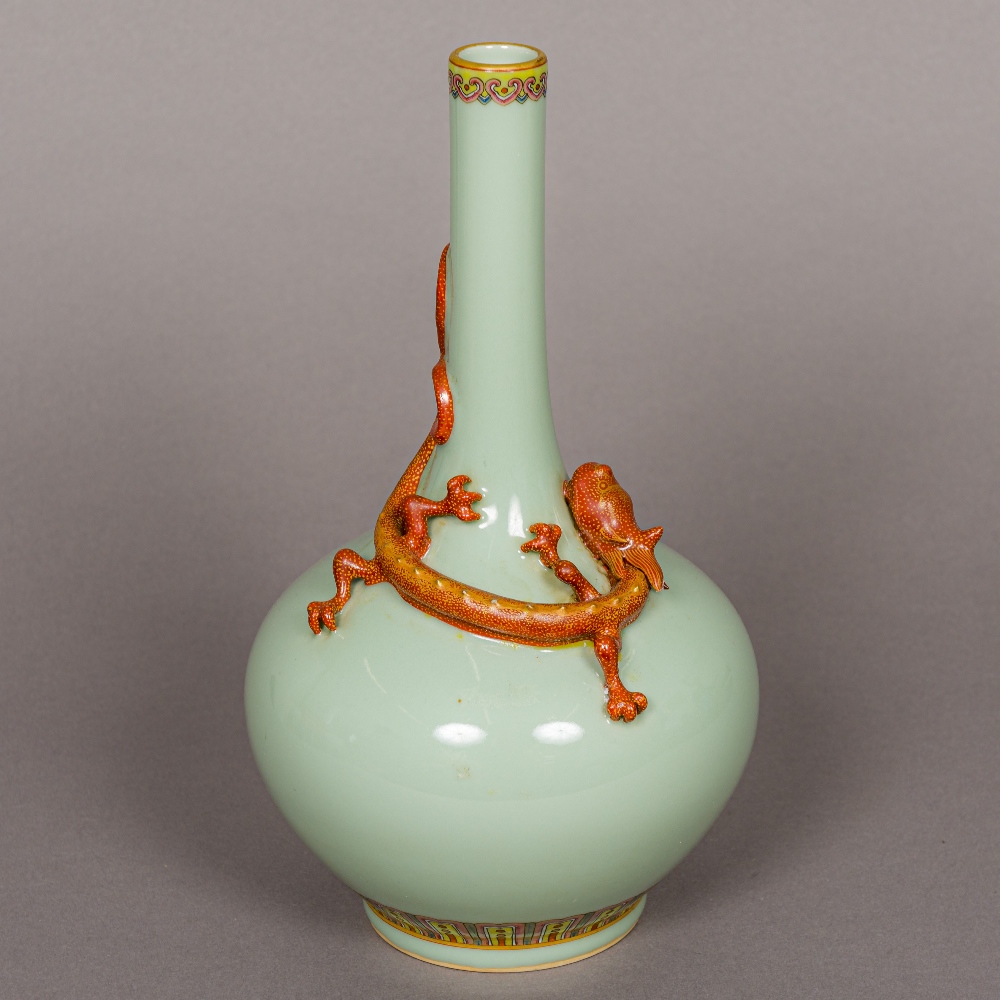 A Chinese porcelain bottle vase With celadon ground,