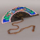 A 19th century Chinese canton fan With lacquered guards,