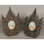 A pair of 19th century finely painted Indian miniatures on ivory,