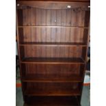 Dark pine multi-tier open bookcase (124cm width, 196cm high)