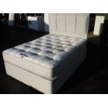 Sleepeezee double divan bed with drawers to the base and upholstered headboard