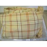 Pair of lined curtains in beige check pattern by Iliv with complimentary tie backs (approx. 180cm