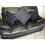 Modern black leather two seat sofa