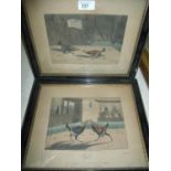 Two 19th C prints of cock fighting, plates 1 & 2, after H Alken