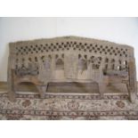 19th/20th C Indian style carved wood twin oxen yoke (width 110cm)