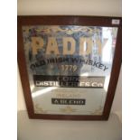 Oak framed Paddy Old Irish Whiskey advertising mirror (60cm x 71cm)