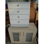 Four drawer laminate chest and a two door laminate side cabinet (2)