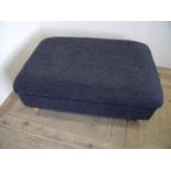 Modern rectangular upholstered Victorian style footstool on turned beech wood supports (95cm x 65cm)