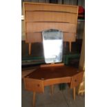 Stylish retro circa 1970s dressing chest with raised mirror back, central frieze drawer & two