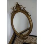 Late 19th C gilt frame oval wall mirror (97cm x 56cm)