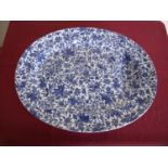 Early 20th C large Minton's Dorset pattern meat plate (overall width 54cm)