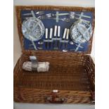 Rectangular wicker work Brexton picnic basket complete with cutlery and plate set (38cm x 61cm x