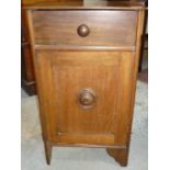 Victorian mahogany bedside cupboard with single drawer above panelled cupboard door