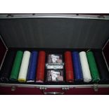 Large aluminium cased poker set