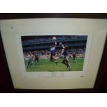 Framed & mounted limited edition photographic print No. 22/500 Peter Shilton 'Hand of God' with