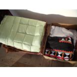 Selection of various textiles, quilts, blankets and other items in two boxes