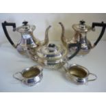 Five piece silver plated tea service comprising of teapot, sugar basin, milk jug and hot water jugs