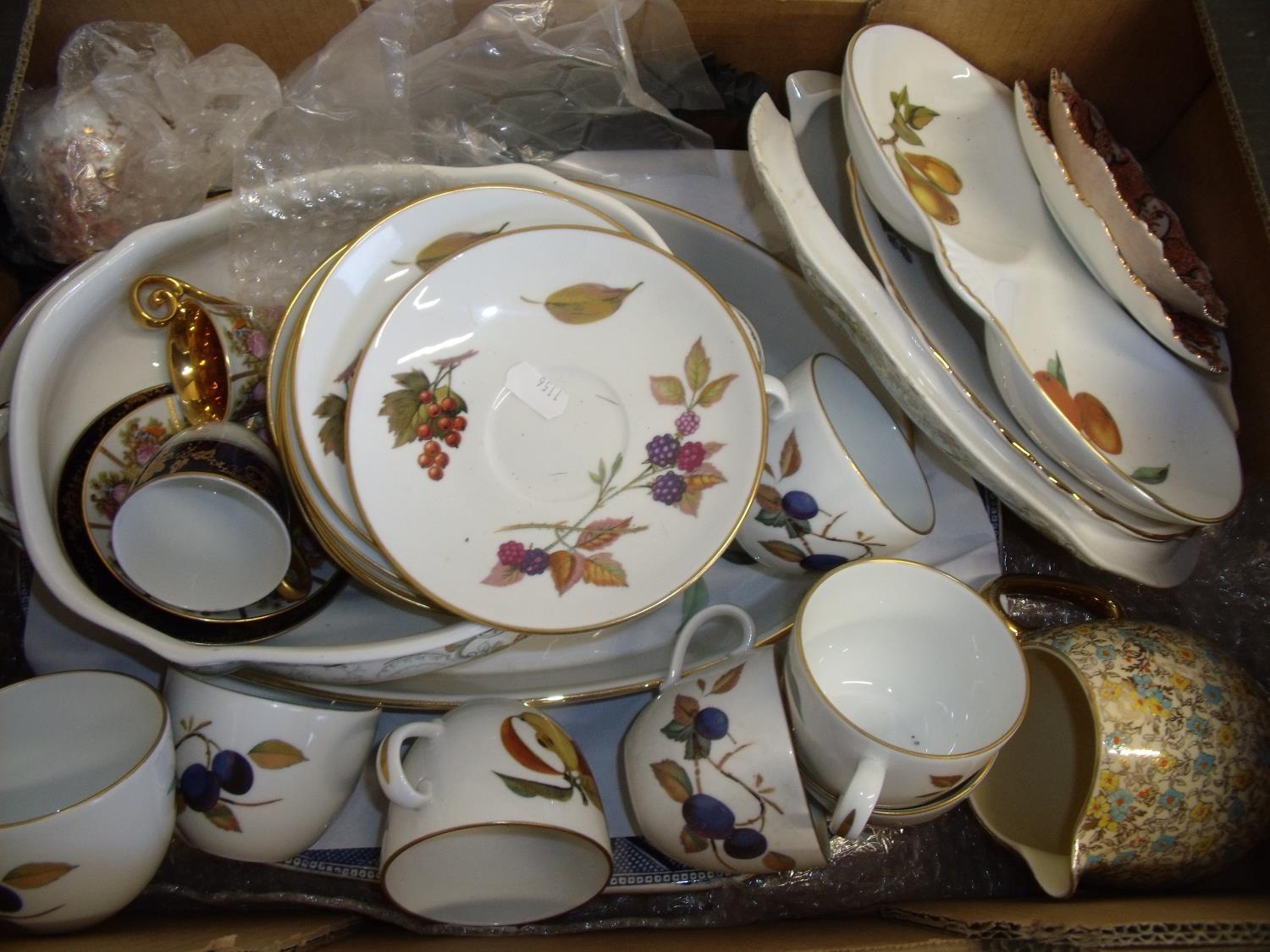 Box containing a large quantity of Royal Worcester Evesham pattern ceramics, Limoges cabinet