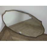 Early 20th C bevelled edge oval wall mirror with silver plated frame