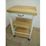 Peach and cream painted three tier kitchen utility trolley (59cm x 43cm x 85cm)