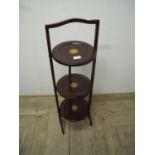 Edwardian mahogany inlaid folding cake stand