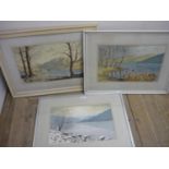 Three watercolours of Crummock Water, Ullswater and Buttermere Evening by Norman Jackson