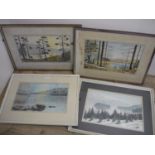 Rydalwater, Thirlmere, two watercolours by Norman Jackson and two other watercolours by the same