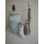 Nao ceramic table lamp, Nao figure of girl with puppy and a ceramic table lamp (3)