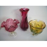 Three studio glassware vases