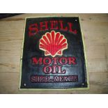 Reproduction cast metal Shell Motor Oil advertising plaque (19.5cm x 25cm)