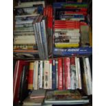 Extremely large quantity of hardback military related books in three boxes covering various