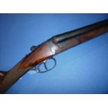 AYA Yeoman 12 bore side by side shotgun with 28 inch barrels, raised top rib and straight through