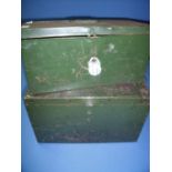 Two military style steel boxes with carry handles (2)