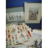 Large selection of mostly unframed military related prints, pictures etc, most of 19th C interest