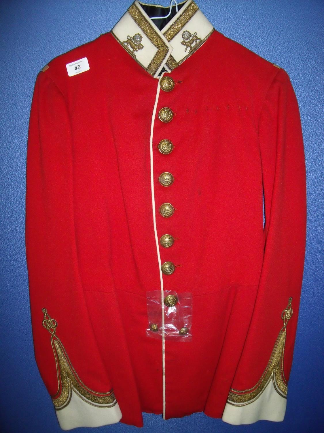 Yorks & Lancaster Regiment officers tunic with associated collar dogs (lacking epaulettes), with